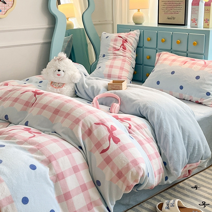 91家纺网 家纺一手货源 找家纺 昔可家纺 2024新款印花牛奶绒四件套系列-ins少女系列 芭蕾美学