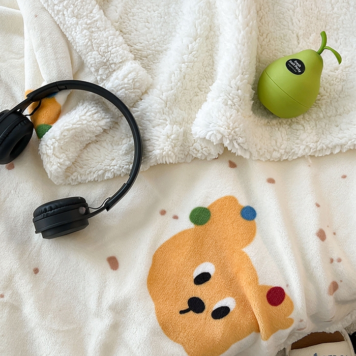 91家纺网 家纺一手货源 找家纺 昔可家纺 2024新款羊羔绒牛奶绒毛毯系列（三）-场景二-卡通系列 小熊曲奇