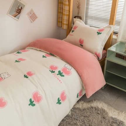 91家纺网 家纺一手货源 找家纺 （总）宅部落 2024新款舒适高克重牛奶绒学生宿舍三件套