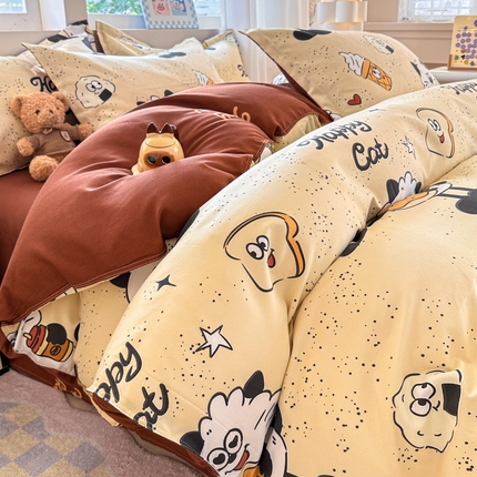 91家纺网 家纺一手货源 找家纺 （总）花伞家居 2025新款直播网销斜纹加厚磨毛印花植物羊绒四件套