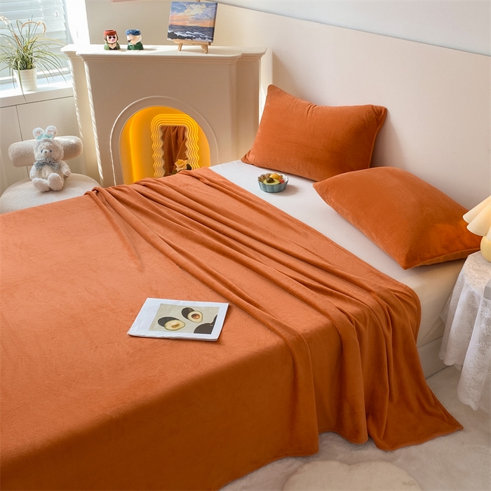 91家纺网 家纺一手货源 找家纺 眠帛家居 2024新款纯色高克重牛奶绒单床单 焦糖