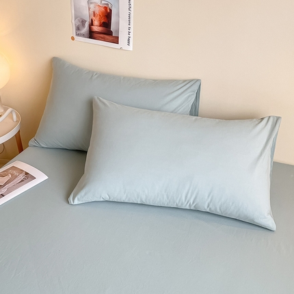 眠帛家居 2024新款A类亲肤水洗棉纯色单品枕套 繁星蓝