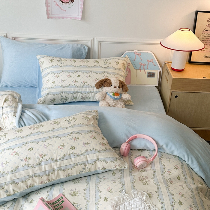 91家纺网 家纺一手货源 找家纺 昔可家纺 2024新款秋冬新款棉加牛奶绒四件套 仙仙藤蔓园