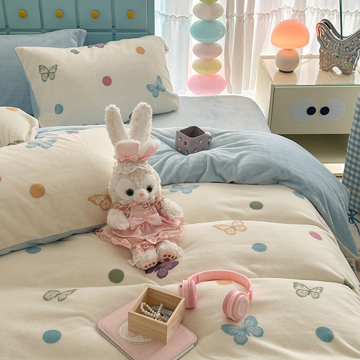 91家纺网 家纺一手货源 找家纺 （总）昔可家纺 2024新款印花牛奶绒四件套系列-复古小清新系列