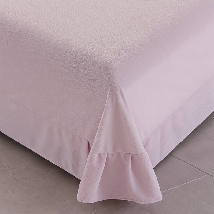 91家纺网 家纺一手货源 找家纺 眠多宝 2024新款纯色牛奶雕花绒刺绣四件套 梦幻紫