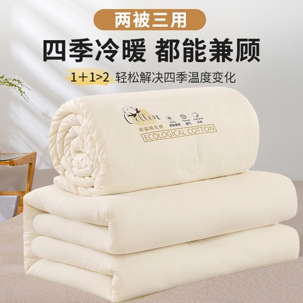 91家纺网 家纺一手货源 找家纺 （总）莱轩席业 2024新款水洗棉新疆棉花被子冬被被芯拉链款二合一子母被四季通用 直播热款含买家秀-子母被