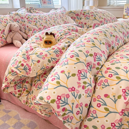 91家纺网 家纺一手货源 找家纺 （总）花伞家居 2025新款直播网销斜纹加厚磨毛印花植物羊绒四件套