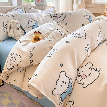 91家纺网 家纺一手货源 找家纺 （总）花伞家居 2025新款直播网销斜纹加厚磨毛印花植物羊绒四件套