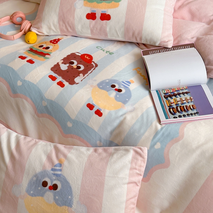 91家纺网 家纺一手货源 找家纺 昔可家纺 2024新款大版数码印花设计师牛奶绒四件套 奶油之家