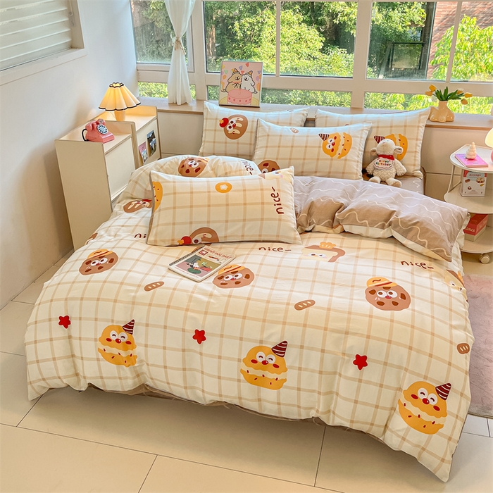 91家纺网 家纺一手货源 找家纺  本制 2024秋冬新款12868全棉印花四件套 烘培-米