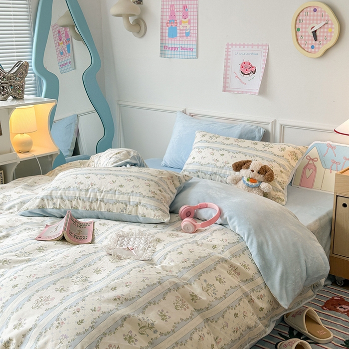 91家纺网 家纺一手货源 找家纺 昔可家纺 2024新款秋冬新款棉加牛奶绒四件套 仙仙藤蔓园