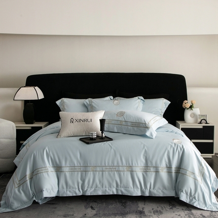 91家纺网 家纺一手货源 找家纺 （总）馨蕊家居 2024新款100s全棉四件套-蔚蓝