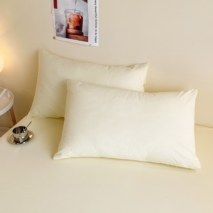 眠帛家居 2024新款A类亲肤水洗棉纯色单品枕套 奶黄