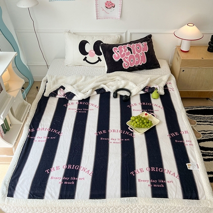 昔可家纺 2024新款羊羔绒牛奶绒毛毯系列（三）-场景二-少女风系列 甜酷字母