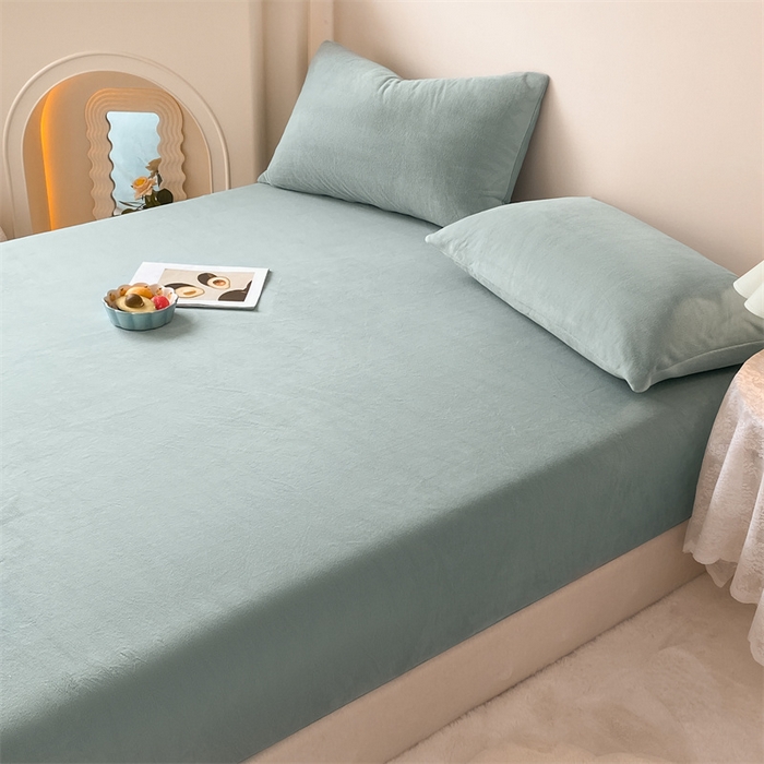 91家纺网 家纺一手货源 找家纺 （总）眠帛家居 2024新款纯色高克重牛奶绒单床笠