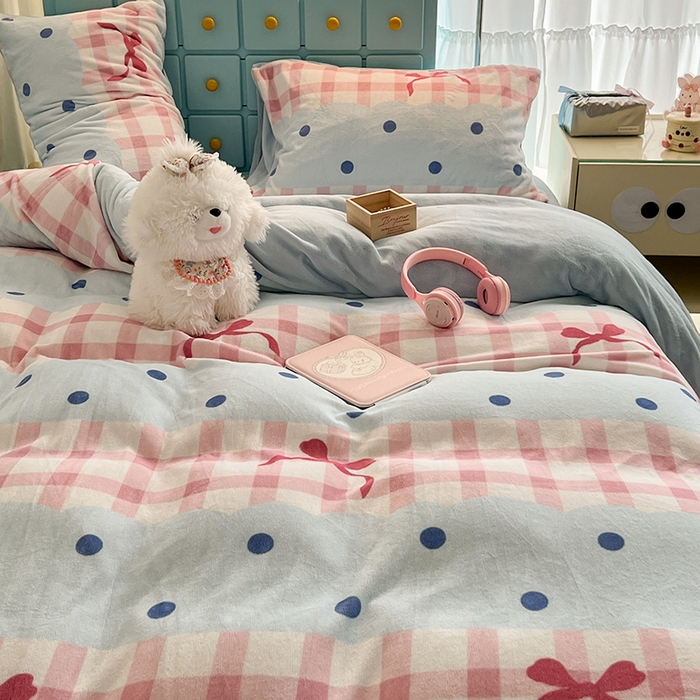 91家纺网 家纺一手货源 找家纺 昔可家纺 2024新款印花牛奶绒四件套系列-ins少女系列 芭蕾美学