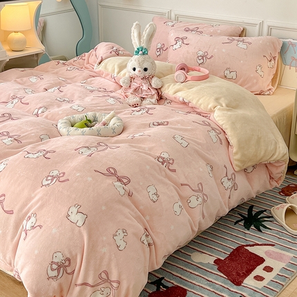 91家纺网 家纺一手货源 找家纺 （总）昔可家纺 2024新款印花牛奶绒四件套系列-卡通系列