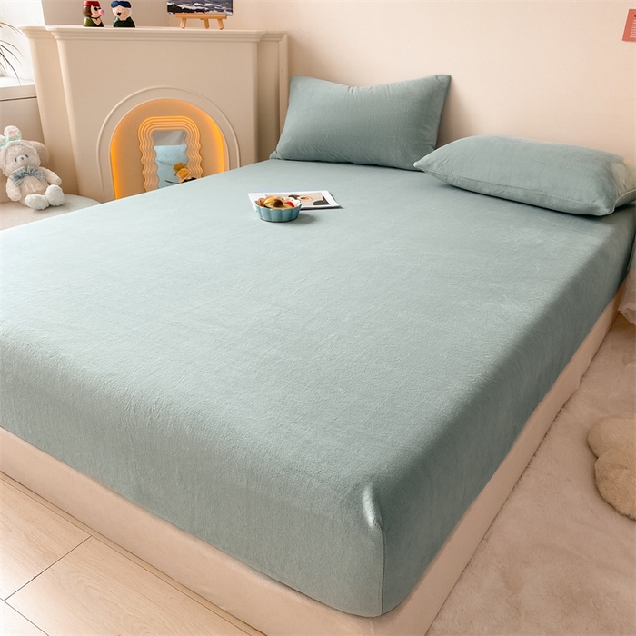 91家纺网 家纺一手货源 找家纺 （总）眠帛家居 2024新款纯色高克重牛奶绒单床笠