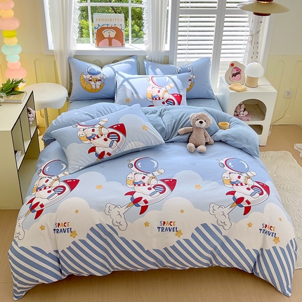 金鑫汇家纺 2024年新款棉加绒印花四件套保暖牛奶绒法莱绒水晶绒棉加绒-冲上云霄