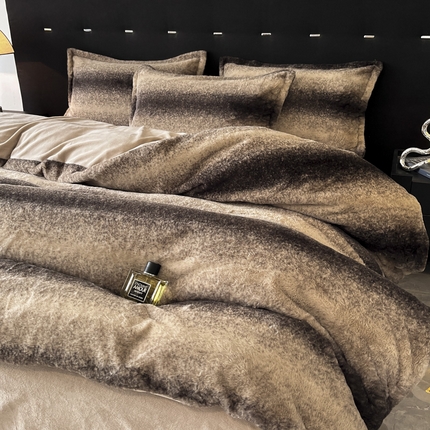 慕尚家纺 2025新款高端亲肤舒适暖芙兔毛四件套 暖芙-深咖