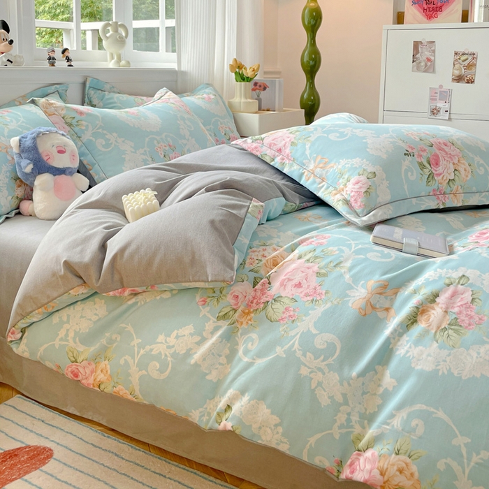 91家纺网 家纺一手货源 找家纺 暖芯优选 2025直播热款加厚全棉磨毛四件套喷气印花纯棉（一字绣工艺款）学生三件套9月上新 流年