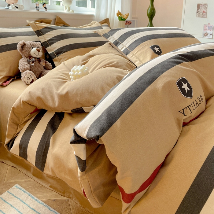 91家纺网 家纺一手货源 找家纺 暖芯优选 2025直播热款加厚全棉磨毛四件套喷气印花纯棉（一字绣工艺款）学生三件套9月上新 安可