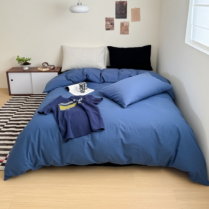 91家纺网 家纺一手货源 找家纺 （总）艾沁家纺 2024新款简约风全棉色织水洗棉混搭四件套