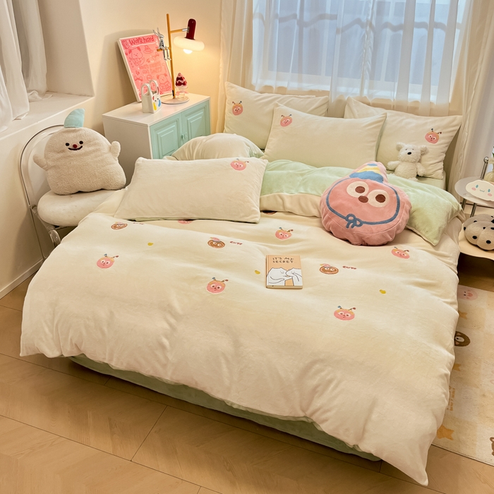 91家纺网 家纺一手货源 找家纺 （总）慕尚家纺 2025新款牛奶绒毛巾绣刺绣四件套