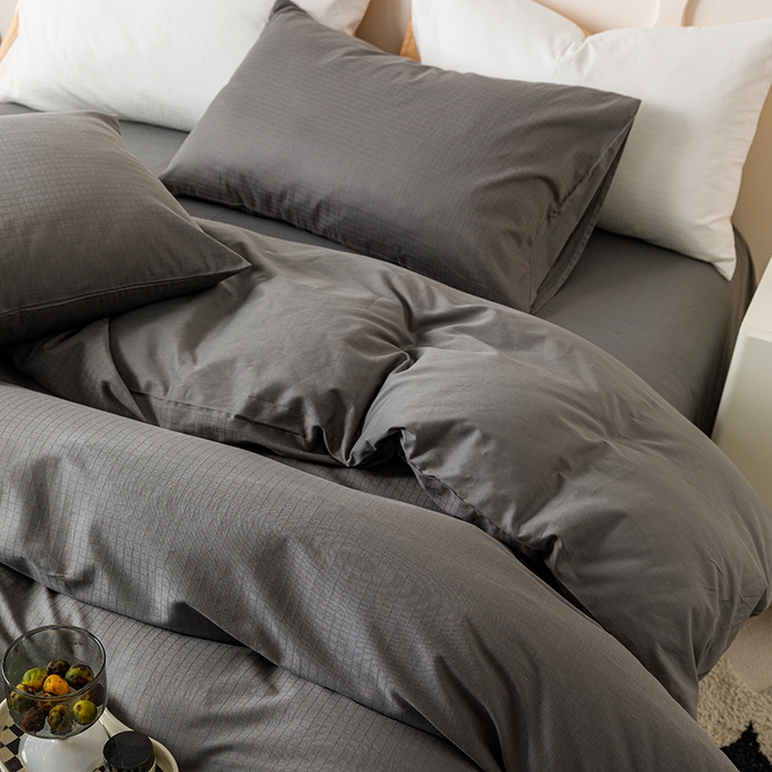 91家纺网 家纺一手货源 找家纺 简宜家居 2025新款60S长绒棉提花四件套 绅士-灰