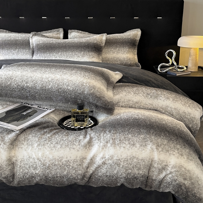 91家纺网 家纺一手货源 找家纺 慕尚家纺 2025新款高端亲肤舒适暖芙兔毛四件套 暖芙-霞灰