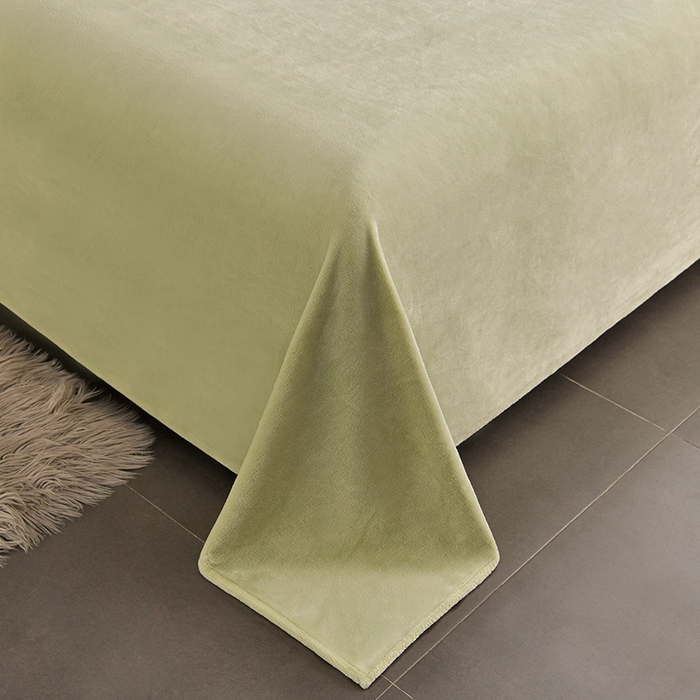 91家纺网 家纺一手货源 找家纺 云家 （包含买家秀）2024新款高克重牛奶绒纯色双拼刺绣四件套珊瑚绒 凯迪系列 凯迪-奶昔白+豆绿