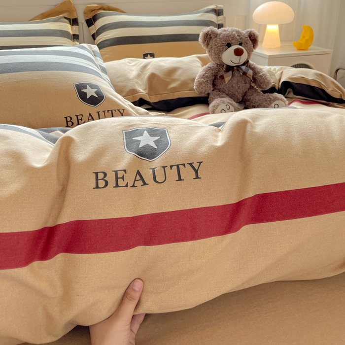 91家纺网 家纺一手货源 找家纺 暖芯优选 2025直播热款加厚全棉磨毛四件套喷气印花纯棉（一字绣工艺款）学生三件套9月上新 安可