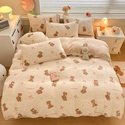 91家纺网 家纺一手货源 找家纺 （总）三朵家纺 2024新款牛奶绒混搭系列四件套