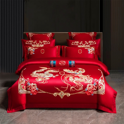 91家纺网 家纺一手货源 找家纺 （总）博之洋 2025新款纯棉新中式刺绣婚庆四件套多件套