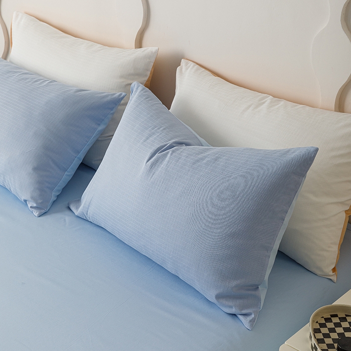 91家纺网 家纺一手货源 找家纺 简宜家居 2025新款60S长绒棉提花四件套 绅士-天蓝