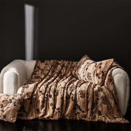 91家纺网 家纺一手货源 找家纺 网客 2024新款兔毛绒毯-繁花系列 陌上花开