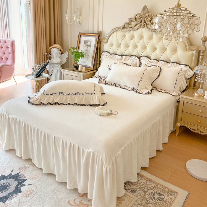 91家纺网 家纺一手货源 找家纺 亲亲公主 2025新款全消光230克A类牛奶绒绣花四件套- 梦幻巴黎 玫瑰