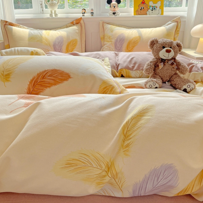 91家纺网 家纺一手货源 找家纺 暖芯优选 2025直播热款加厚全棉磨毛四件套喷气印花纯棉（一字绣工艺款）学生三件套9月上新 晚秋