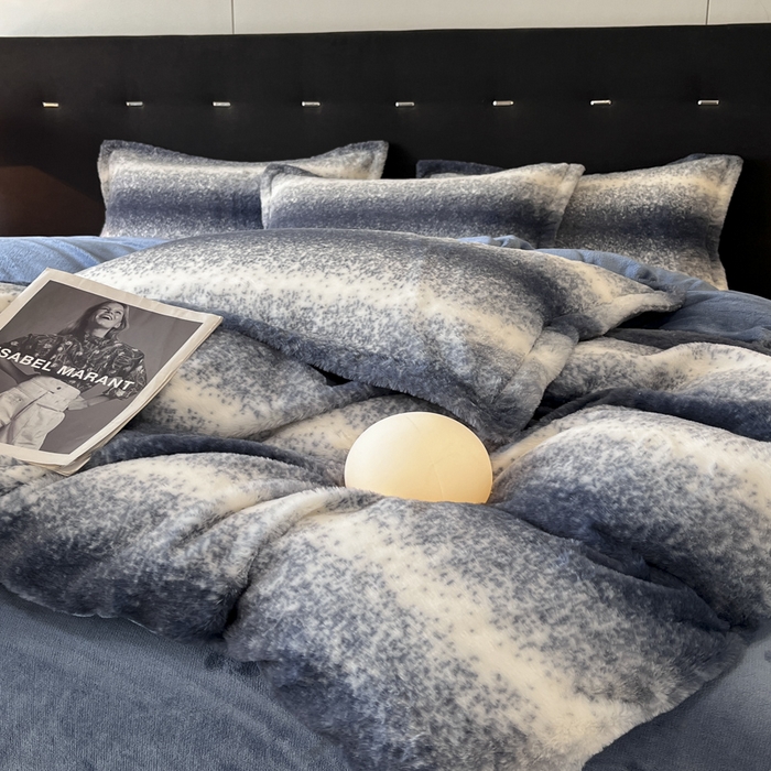 91家纺网 家纺一手货源 找家纺 慕尚家纺 2025新款高端亲肤舒适暖芙兔毛四件套 暖芙-藏蓝