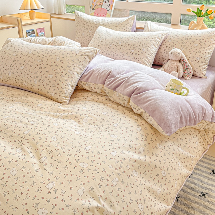 91家纺网 家纺一手货源 找家纺 麦伦家居 2024秋冬新品 多功能床品全棉+牛奶绒四件套 采薇