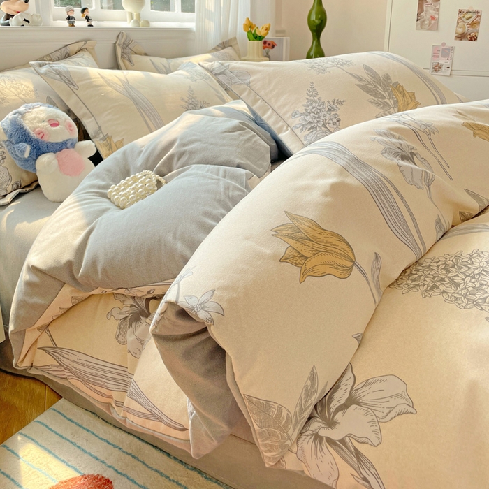 91家纺网 家纺一手货源 找家纺 暖芯优选 2025直播热款加厚全棉磨毛四件套喷气印花纯棉（一字绣工艺款）学生三件套9月上新 幽羽