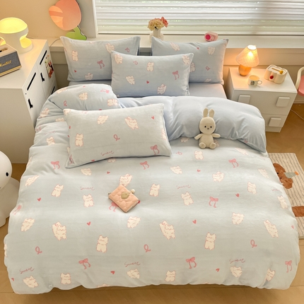 91家纺网 家纺一手货源 找家纺 （总）三朵家纺 2024新款牛奶绒混搭系列四件套