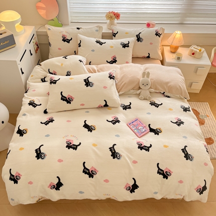 91家纺网 家纺一手货源 找家纺 （总）三朵家纺 2024新款牛奶绒混搭系列四件套