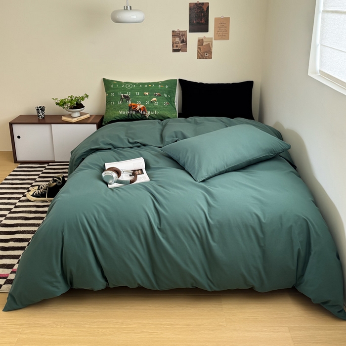 91家纺网 家纺一手货源 找家纺 （总）艾沁家纺 2024新款简约风全棉色织水洗棉混搭四件套