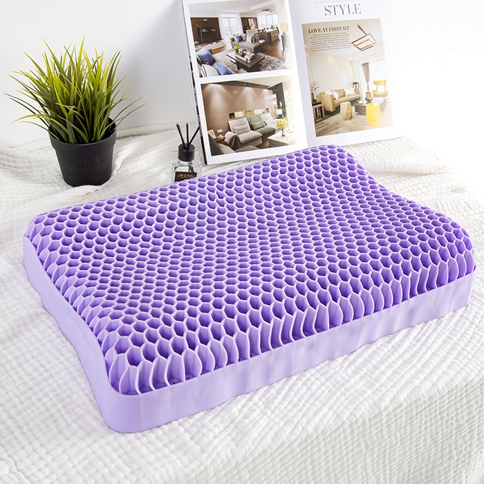 91家纺网 家纺一手货源 找家纺 眠多宝 2024新TPE果胶枕礼盒装深睡眠枕深睡枕芯枕头释压枕果冻枕 优雅紫（蜂窝款）35*52*8/10cm(高）