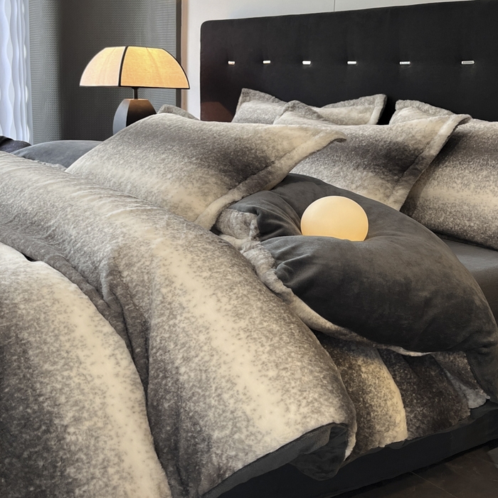 91家纺网 家纺一手货源 找家纺 慕尚家纺 2025新款高端亲肤舒适暖芙兔毛四件套 暖芙-霞灰