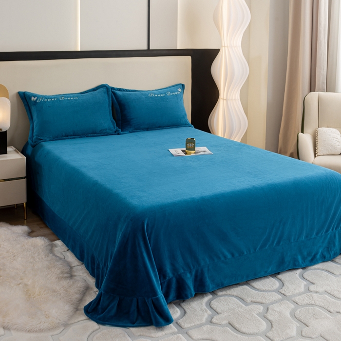 91家纺网 家纺一手货源 找家纺 晶缦家纺 2024新款高克重牛奶绒刺绣花四件套 花仙子-藏蓝