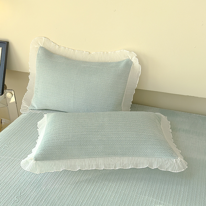 91家纺网 家纺一手货源 找家纺 冬然家纺 2024新款雕花绒床盖四件套系列 小麦穗-浅绿