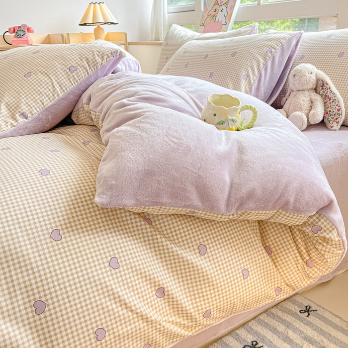 91家纺网 家纺一手货源 找家纺 麦伦家居 2024秋冬新品 多功能床品全棉+牛奶绒四件套爱的小屋