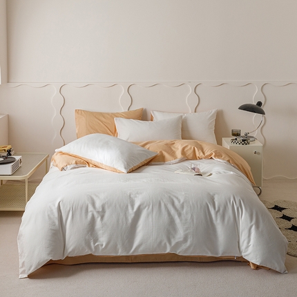 91家纺网 家纺一手货源 找家纺 简宜家居 2025新款60S长绒棉提花四件套 绅士-米杏